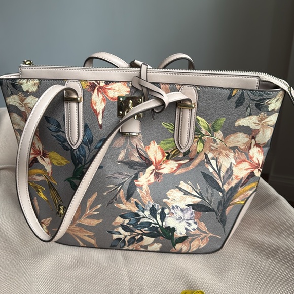 Nine West Neutral Floral Print Satchel/Tote - Picture 1 of 13